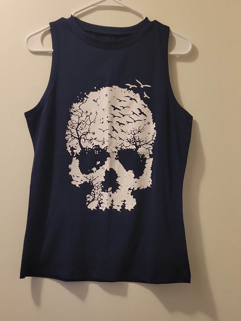 Skull Graphic Muscle Tank Top - Navy